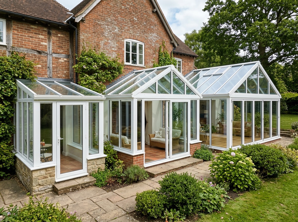 Simple comparison graphic showing cost ranges for small, medium, and large glass room extensions