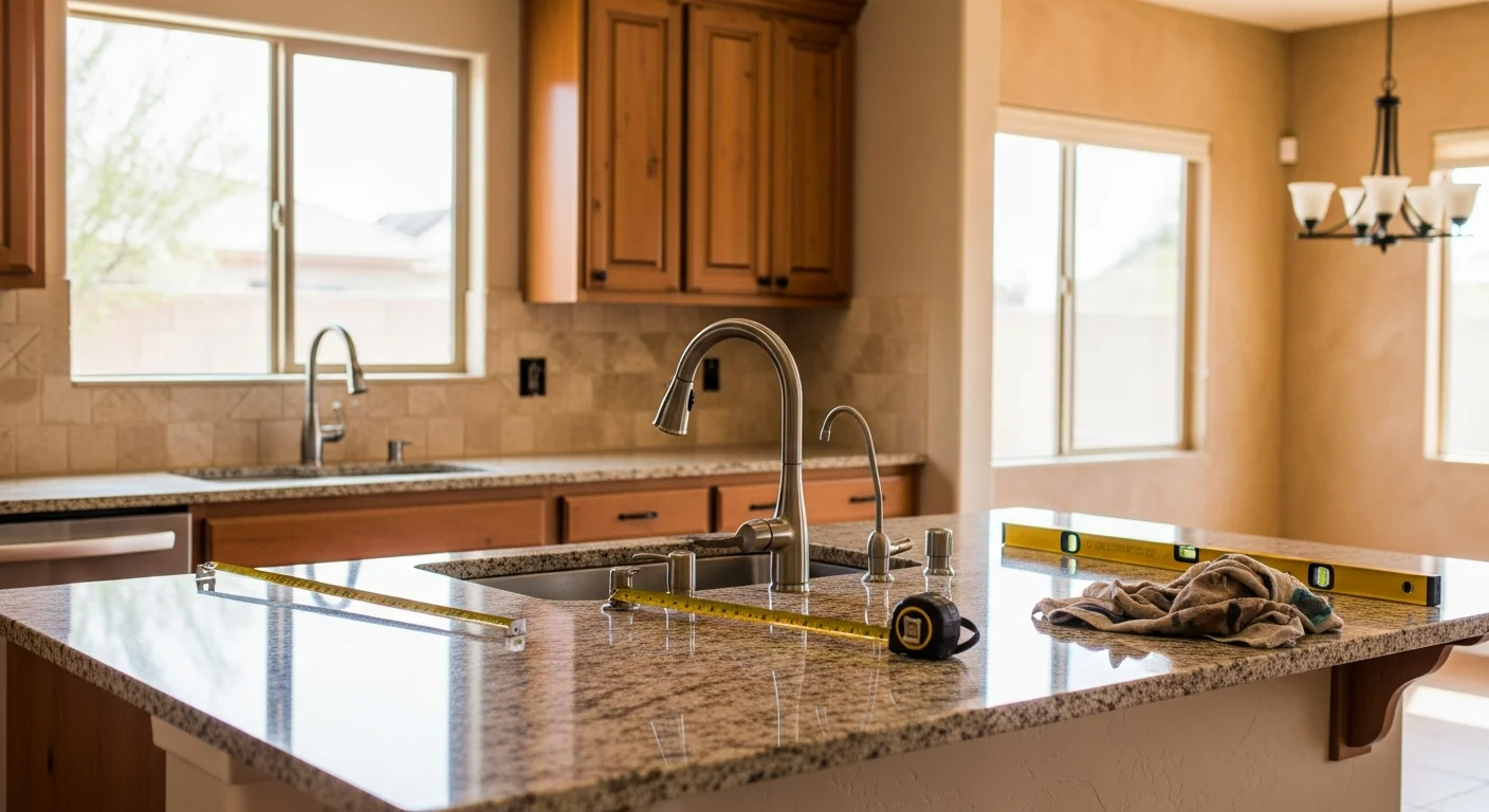 Home remodeling with flooring, countertops, and cabinetry installation